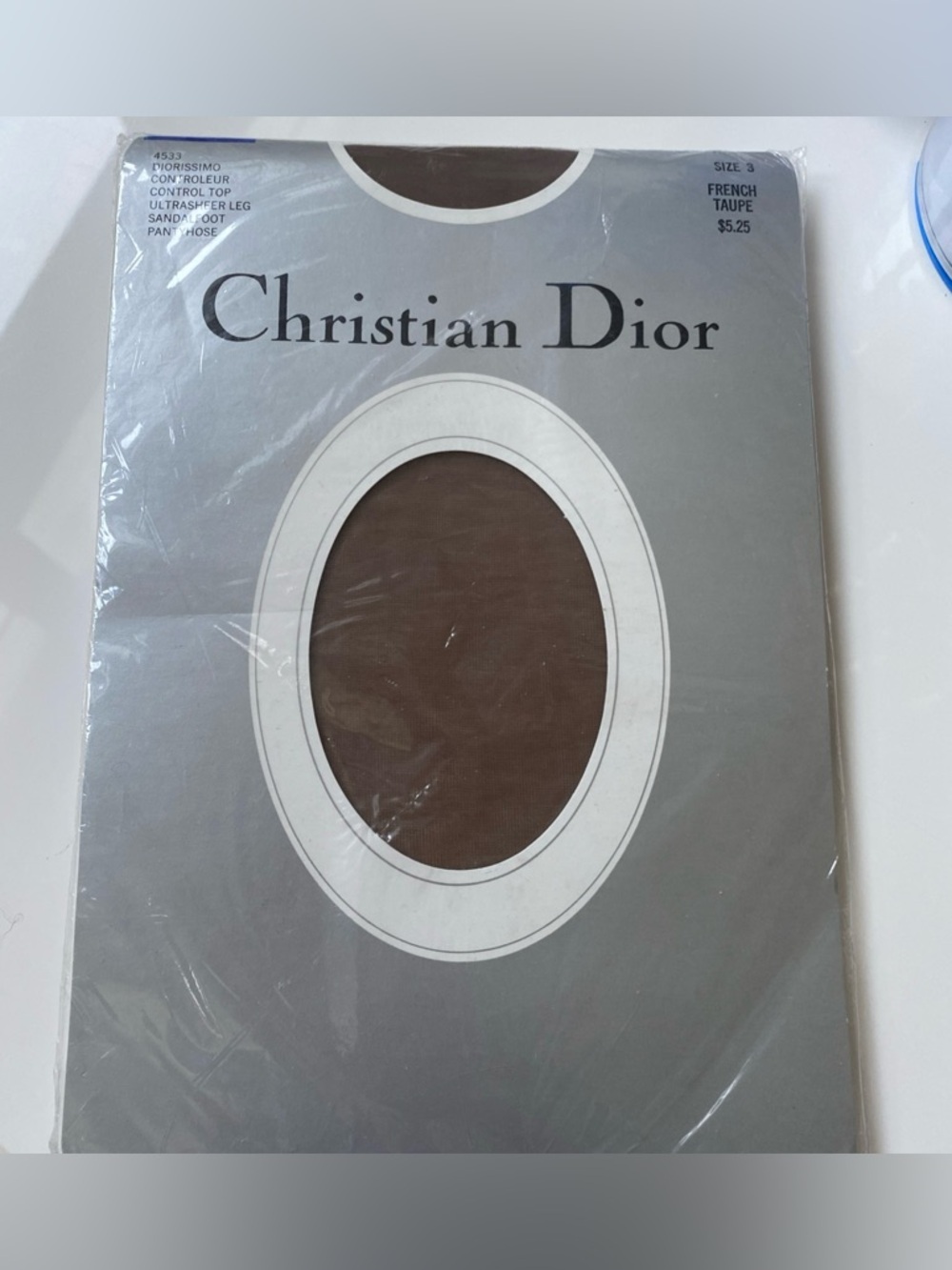 Christian Dior Vintage ultra sheer Pantyhose size 3 French Taupe sandal toe